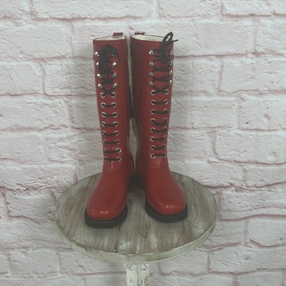 s-l1200.jpg NWT Isle Jacobsen Hornbeak Red Tall Rain Boot Sz 39EU / 9